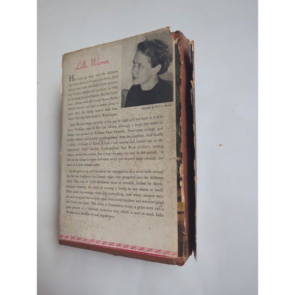 FOUNDATION STONE Alabama Novel LELLA WARREN Alfred A Knopf HC DJ 1940 1st Ed 3rd