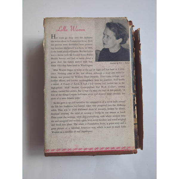 FOUNDATION STONE Alabama Novel LELLA WARREN Alfred A Knopf HC DJ 1940 1st Ed 3rd