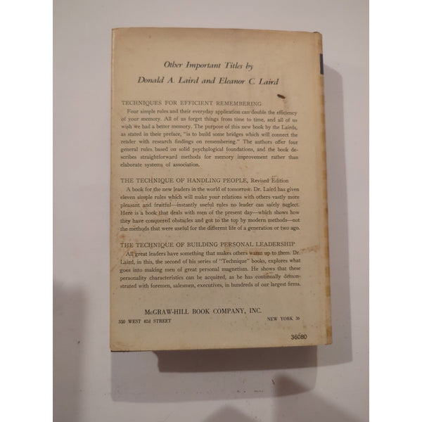 The Technique of Getting Things Done by Dr. Donald Laird 1947 HC DJ Vtg XVI Run