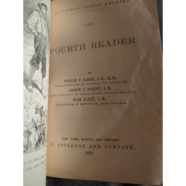 Appleton's School Reader The Fourth Reader 1885 Hard Cover Distressed Antique