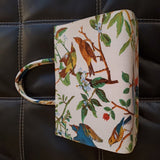 Vintage MARGARET SMITH Handbag Fabric Gardiner Maine Top Handle Birds Berries