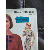 Advance 3065 sewing pattern womens dress size 16 bust 36 vintage Uncut Beginners