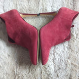 White House Black Market Mila Dark Rouge Red Suede Ankle Zipper Bootie Size 6