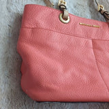 Michael Kors Peachy Pink Pebbled Leather Shoulder Tote Bag Purse Many Pockets