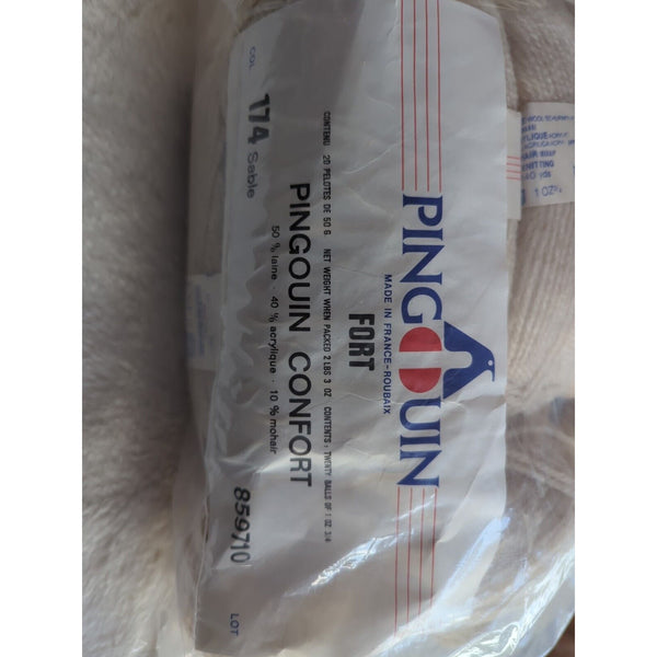 VINTAGE Lot Of 14 Pingouin Comfort Light Beige Yarn 174 85910 Made in France