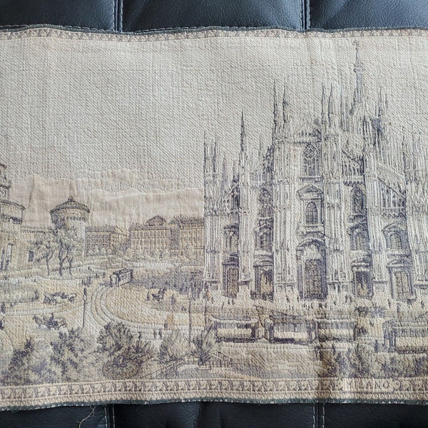 Vintage Milano Italy Wall Hanging Tapestry Table Runner 52 x 18 Machine Woven