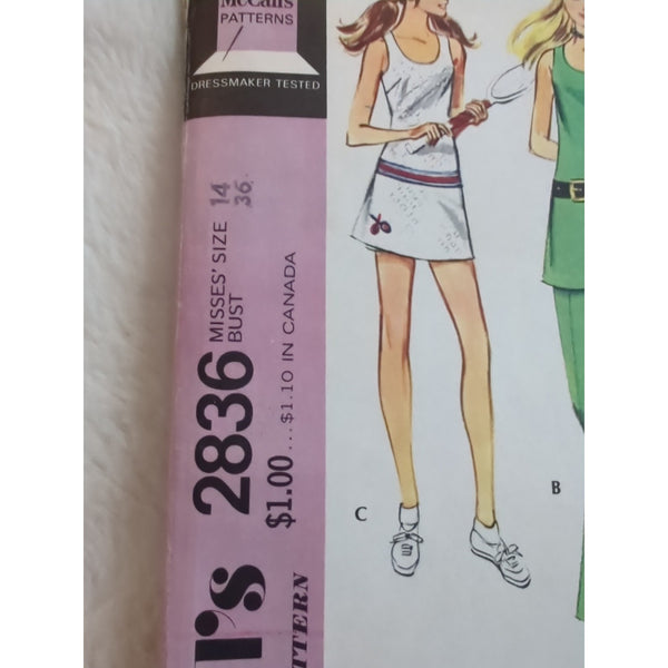 Vtg Sewing Pattern McCalls 2836 Misses Tunic Pants Dress Lot Size 14 UC Bust 36