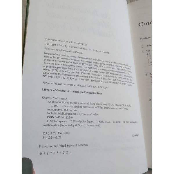 An Introduction to Metric Spaces and Fixed Point Theory Mohamed A. Khamsi HC