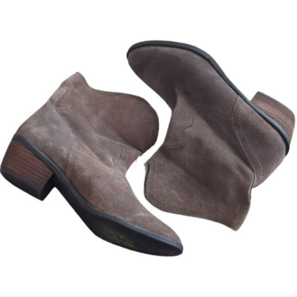 Naughty Monkey Brown Suede Leather Bountry Western Ankle Boots Size 8