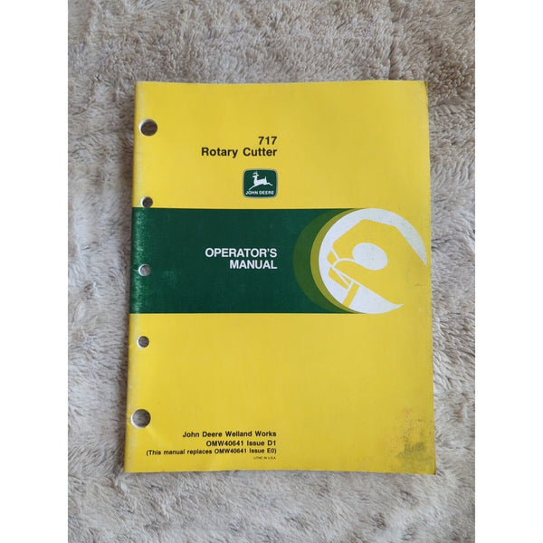 John Deere 717 Rotary Cutter Operators Manual Issue D1 SC OMW40641 Vtg 1991