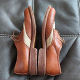 Vintage Kenneth Cole Spectator Brown Leather Beige Canvas Oxford Shoes Size 10