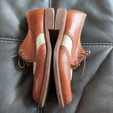 Vintage Kenneth Cole Spectator Brown Leather Beige Canvas Oxford Shoes Size 10