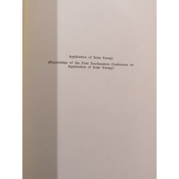 Application Of Solar Energy Wu Christensen Head Whitacre HC 1975 Vtg UAH Press