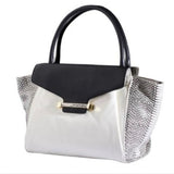 Vince Camuto Julia Leather Satchel Handbag Purse White Ash Grey Black NWT Larger