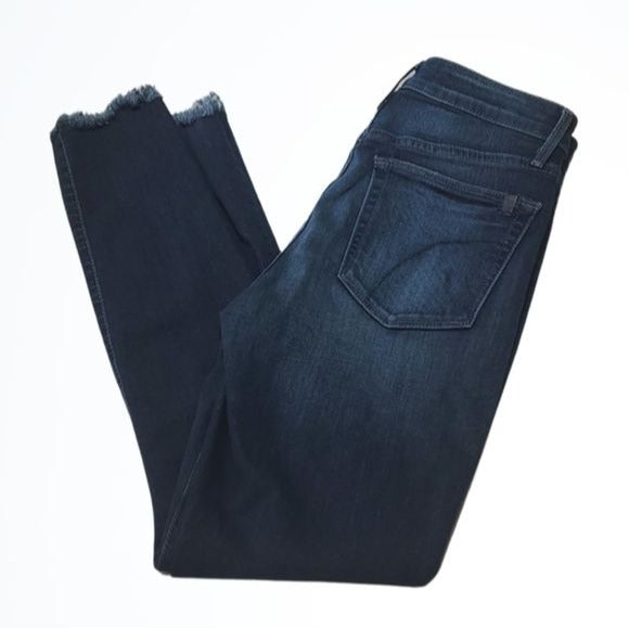 Joe's Jeans Dark Wash Mid Rise Martel Style Skinny Jeans Frayed Hem Size 26