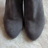 Calvin Klein Cambria Gray Suede Leather High Heel Zip Ankle Boots Women Size 8.5