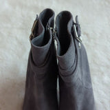 Calvin Klein Cambria Gray Suede Leather High Heel Zip Ankle Boots Women Size 8.5