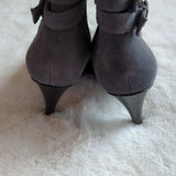 Calvin Klein Cambria Gray Suede Leather High Heel Zip Ankle Boots Women Size 8.5