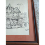 Vtg Erling EJ Olsen Lower Queen Anne Signed Sketch Original Wood Framed 11x13