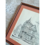 Vtg Erling EJ Olsen Lower Queen Anne Signed Sketch Original Wood Framed 11x13