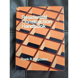 Residential Construction Handbook Hardcover Frank R. Dagostino Reston 1983