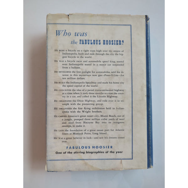 Fabulous Hoosier Jane Fisher HC DJ 1st Edition 1st Print Vtg 1947 Carl Graham