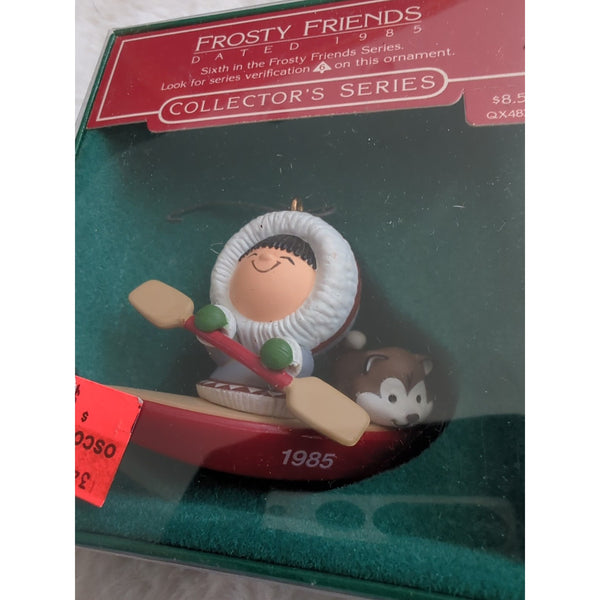 Frosty Friends 1985 Canoeing Eskimo Hallmark Collector Series #6 Ornament