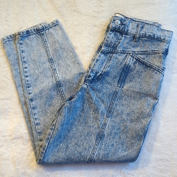 Zara Vintage High Rise Acid Wash Tapered Mom Blue Jeans Size 4 Waist 29 inches