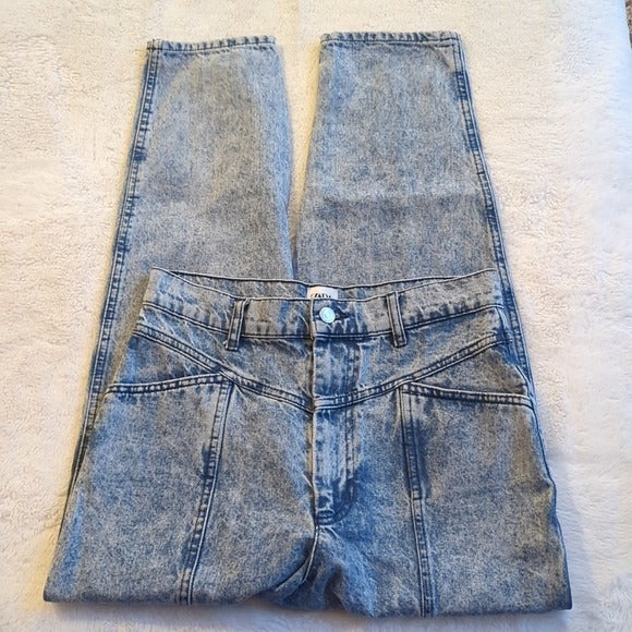 Zara Vintage High Rise Acid Wash Tapered Mom Blue Jeans Size 4 Waist 29 inches