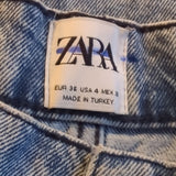 Zara Vintage High Rise Acid Wash Tapered Mom Blue Jeans Size 4 Waist 29 inches