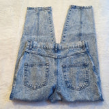Zara Vintage High Rise Acid Wash Tapered Mom Blue Jeans Size 4 Waist 29 inches