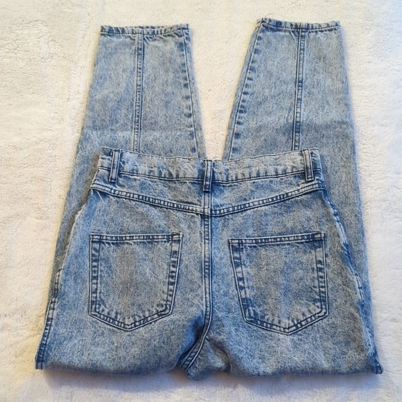 Zara Vintage High Rise Acid Wash Tapered Mom Blue Jeans Size 4 Waist 29 inches