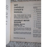 1977 Chevrolet Chevelle Owners Manual User Guide Reference Operator Book Fuses