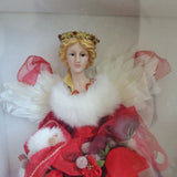 Dillard's Trimmings Red Christmas Angel Tree Or Table Topper Bouquet Flowers 21”