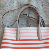 Kate Spade New York Patrice Tropical Red Pink Orange Striped Satchel Tote Bag