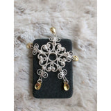 Vintage 830 Silver Yellow Golf Norway Solje Wedding Brooch Pendant Filigree