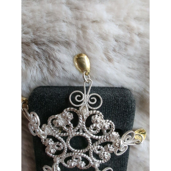 Vintage 830 Silver Yellow Golf Norway Solje Wedding Brooch Pendant Filigree