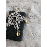 Vintage 830 Silver Yellow Golf Norway Solje Wedding Brooch Pendant Filigree