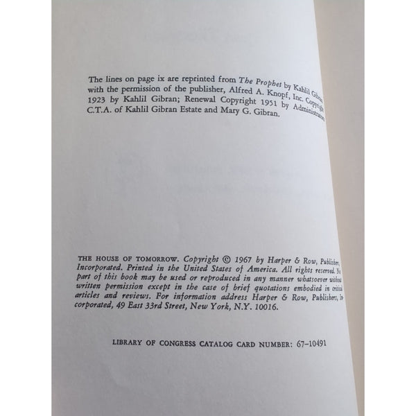 The House of Tomorrow by Jean Thompson 1967 HC DJ Vtg First Ed 1st Ed Harper Row