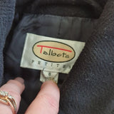 Talbot's Petites Black Double Breasted Mid Length Wool Blend Pea Coat Size 8P