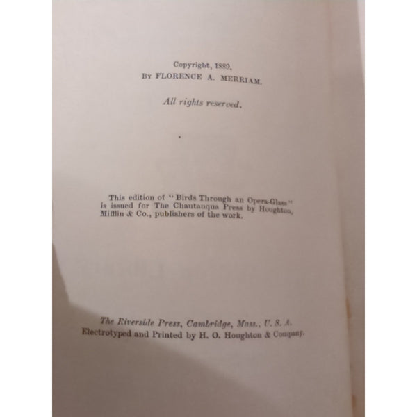 Birds Through An Opera Glass 1889 Antique HC Florence A Merriam First Ed