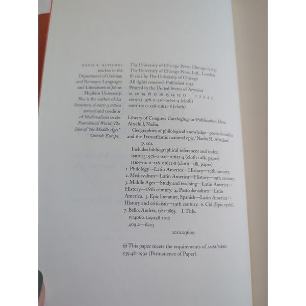 GEOGRAPHIES OF PHILOLOGICAL KNOWLEDGE POSTCOLONIALITY Nadia R. Altschul HC DJ