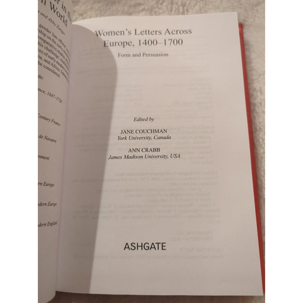 Women's Letters Across Europe 1400–1700 Form and Persuasion Jane Couchman Crabb
