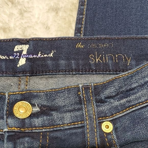 7 For All Mankind The Relaxed Skinny Mid Rise Blue Jeans Size 28 Waist 30 Inches