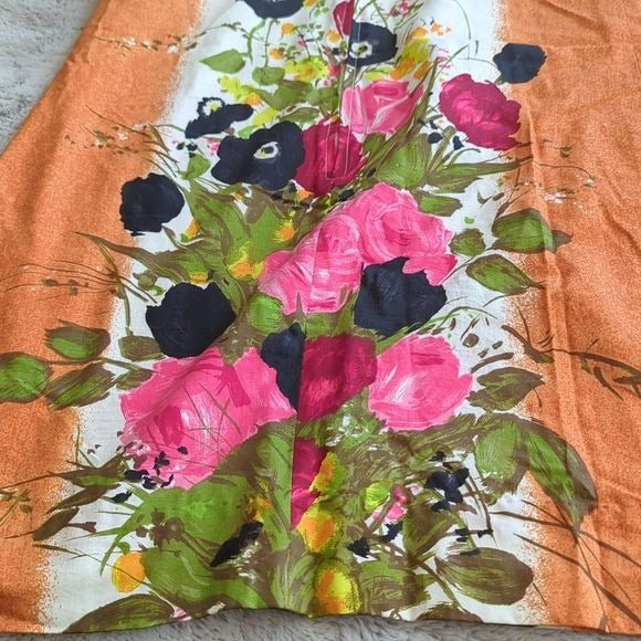 Vintage Fit 1960s Alice of California Floral Painted Shift Sheath Dress Size 10