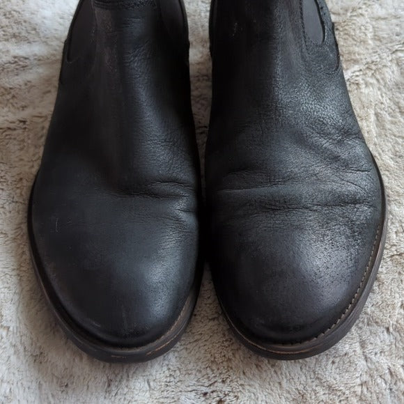 Frank Wright Willow Leather Ankle Chelsea Boots Black Size