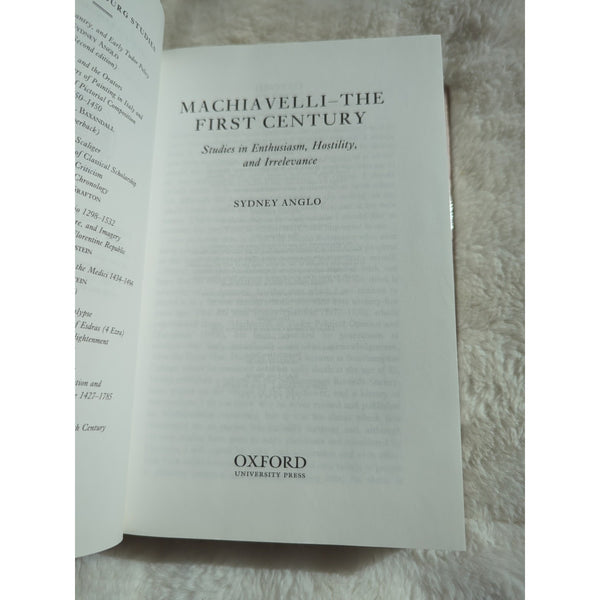Machiavelli The First Century Studies Enthusiasm Sydney Anglo HC DJ Oxford Vtg