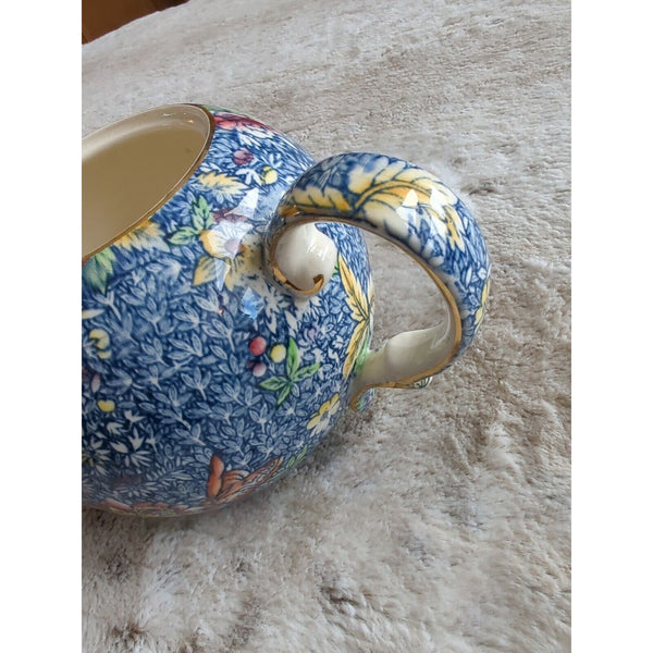 Vtg 1930's Royal Winton Grimwades Chintz Blue Albans Teapot Plate Butterflies