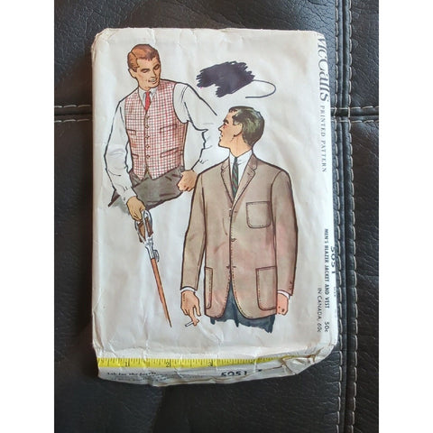 1959 McCalls 5051 VTG Sewing Pattern Mens Blazer Jacket Vest Size 42