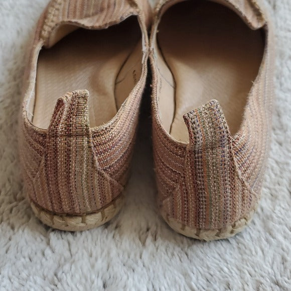 Born Women's Canvas Leather Striped Cream Espadrilles Size 8.5 M/W